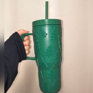 Forest Green Winter Trees Double Wall Holiday Tumbler 30 oz. NEW